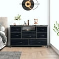 thumbnail image 2 of 8-Drawer LED TV Stand for 55 Inch TVs - Wood Top Entertainment Center with Power Outlet, Storage Cabinet & RGB Mood Lights for Living Room, Bedroom, 2 of 9