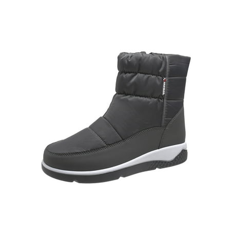 

Difumos Women Winter Boot Faux Fur Warm Booties Side Zip Snow Boots Work Slip Resistant Ankle Bootie Cold Weather Plush Lined Shoes Gray 7