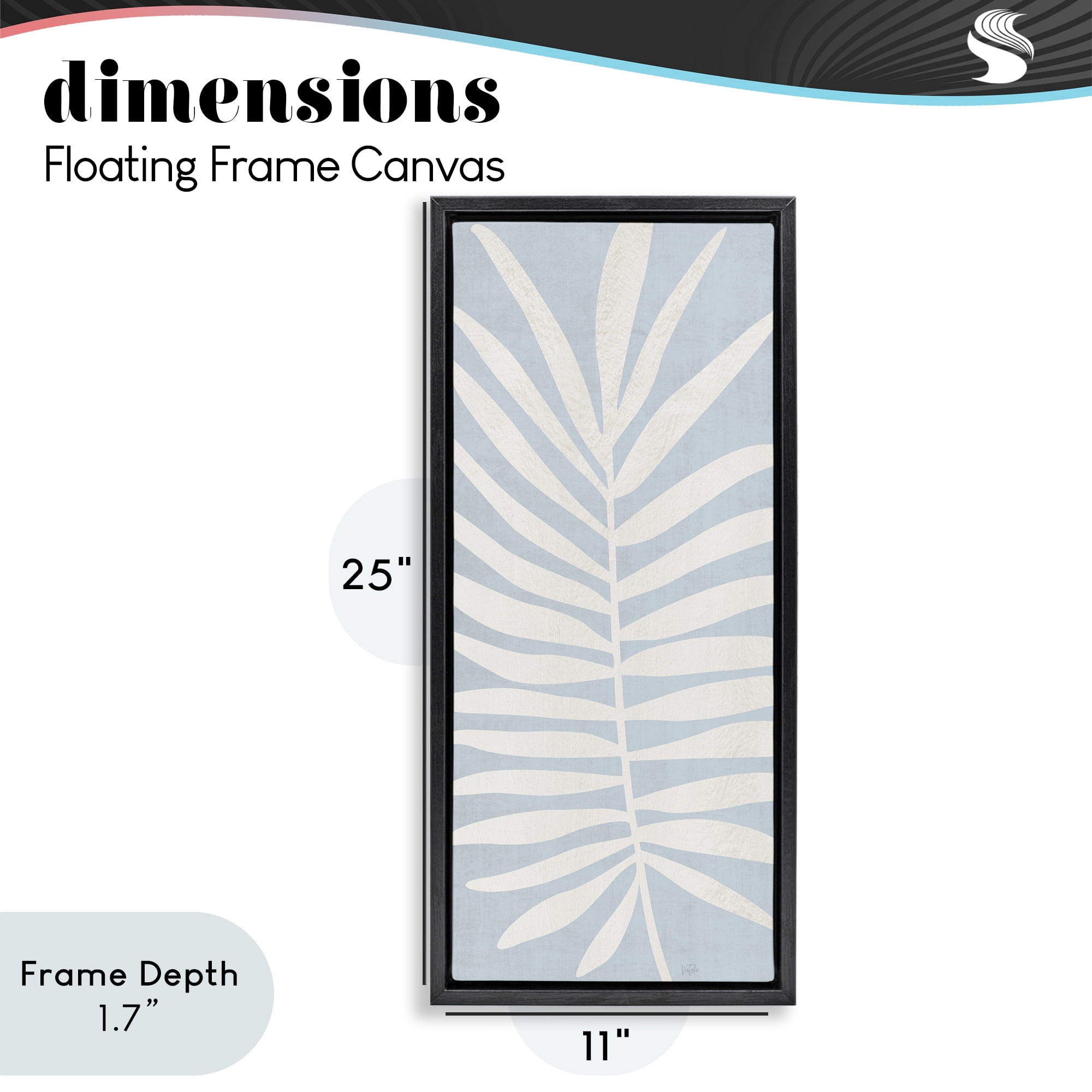 Stupell Industries Leaf Silhouette on Sky Blue Black Framed Floater Canvas Wall Art, design by Natalie Carpentieri