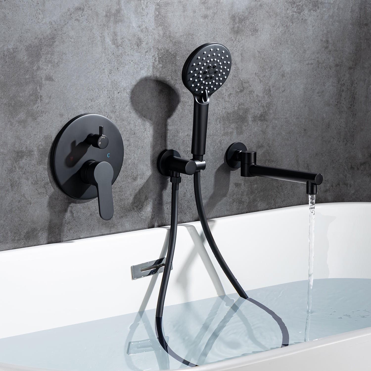 Rainlex One-Handle 1-Spray Setting Matte Black Bathtub Shower Faucet
