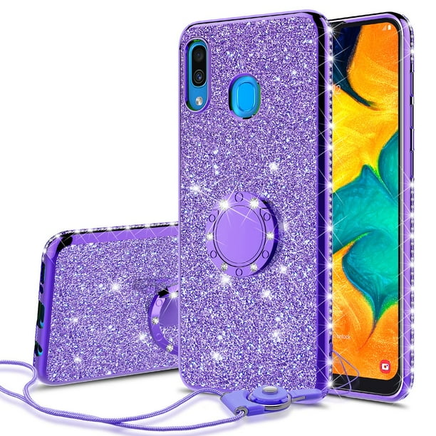 Samsung Galaxy A30 / A20 Case,Ring Kickstand Glitter Cute Bling Cover