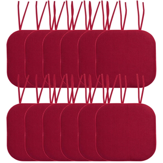Cojín para silla Sweet Home Collection, espuma viscoelástica, paquete de 12 unidades, color rojo