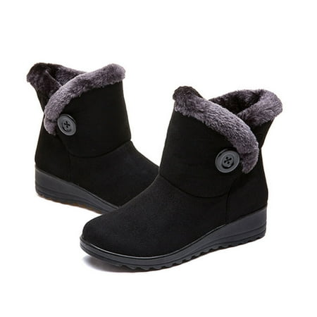 

Women Winter Warm Ankle Snow Boots Plush Lined Buckle Slip On Soft Loafers New
