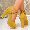 thumbnail image 6 of Win s Way Women's Suede Crossover Strap 8cm Heel High Heels Oktoberfest Casual Market Shoes, 6 of 9