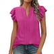 thumbnail image 1 of Camiseta de Corta con Cuello en V y Mangas de Hoja de para Mujer, Color Rosa y Rojo Talla M, 1 of 5
