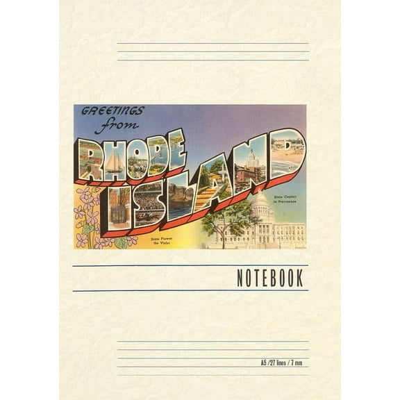 Vintage Lined Notebook Greetings from Rhode Island, (Paperback)