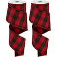 thumbnail image 1 of 2 Rolls Wired Edge Plaid Ribbon Christmas Buffalo Check Ribbon White Black Plaid Ribbon 2.5" Wide Farmhouse Craft Ribbon, 1 of 5