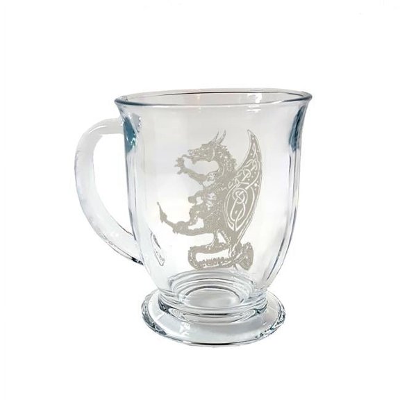 Lyoncraft CODG01 16 oz Celtic Dragon Engraved Glass Coffee Mug