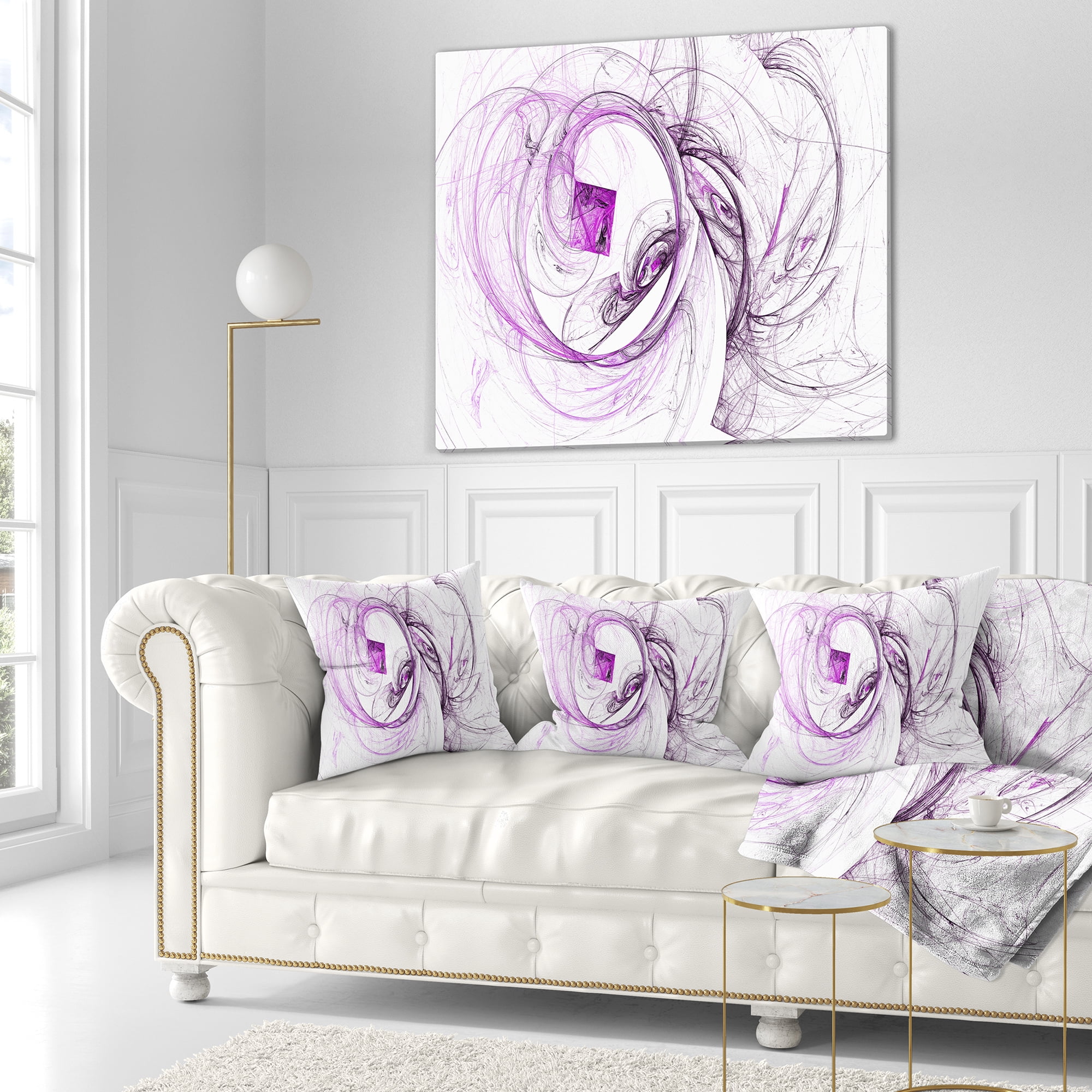 Designart Billowing Smoke Purple - Abstract Throw Pillow - 18x18