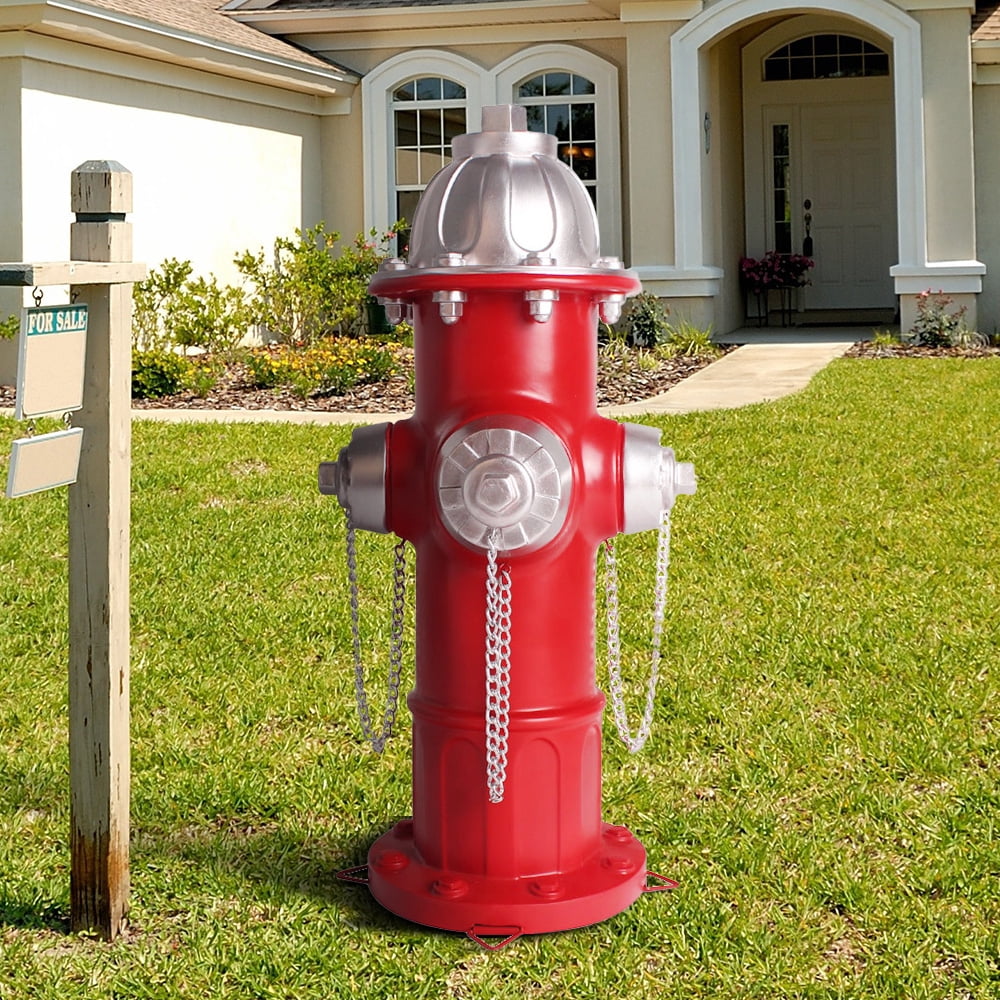 14.5 Inch Dog Fire Hydrant Pee Post with 4 Ground Stakes, Simulation Hydrant Statue Puppy Potty Training Tool, Outdoor Yard Garden Lawn Decor Ornament
