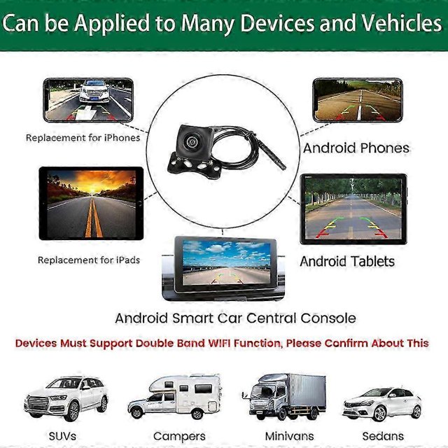 Wireless Backup Camera, 720P Night Vision Reverse Camera for Car RV Camper Van Waterproof WiFi Rear View Camera for iOS Android