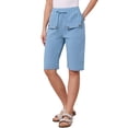 thumbnail image 4 of Casual Shorts for Women Elastic Waist Drawstring Keen Length Summer Comfy Shorts with Pockets XS Blue, 4 of 6