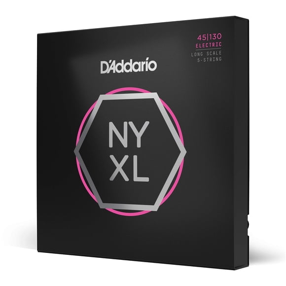 D'Addario NYXL45130 Nickel Wound Bass Guitar Strings, 5-String Regular Light, 45-130, Long Scale