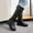 Black, variant on Wavsuf Western Boots for Women Wide Calf Mid Calf Round Toe Tie Hip Lace Black Shoes Size 36