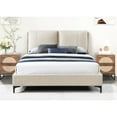 thumbnail image 2 of Tan King Size Upholstered Bed With A Pillowed Headboard Comfortable Bed, In Breathable Fabric, 2 of 2