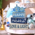 thumbnail image 2 of 4 Pcs Hanukkah Table Decorations Chanukah Tiered Tray Decor Dreidel Star of David Wooden Block Signs Blue and White Jewish New Year Judaism Hanukkah Decor for Home Kitchen Mantel Party, 2 of 16