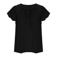 thumbnail image 5 of Nmnitkp Women's Casual Dressy Tops Floral Ruffle Pleated Short Sleeve Tops Cute Boho V Neck Loose Blouses Summer Shirts S-2XL, 5 of 7