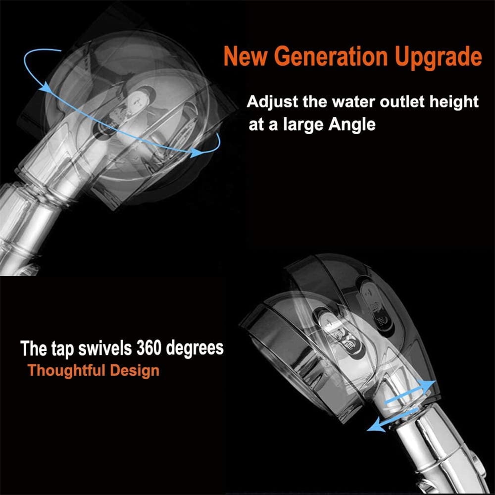 NOGIS High Pressure Shower Head, 3-Settings Handheld Showerhead with ON/Off Full Shutoff Push Button and Switch to Control Flow, Angle-Adjustable Water Saving Body Sprays