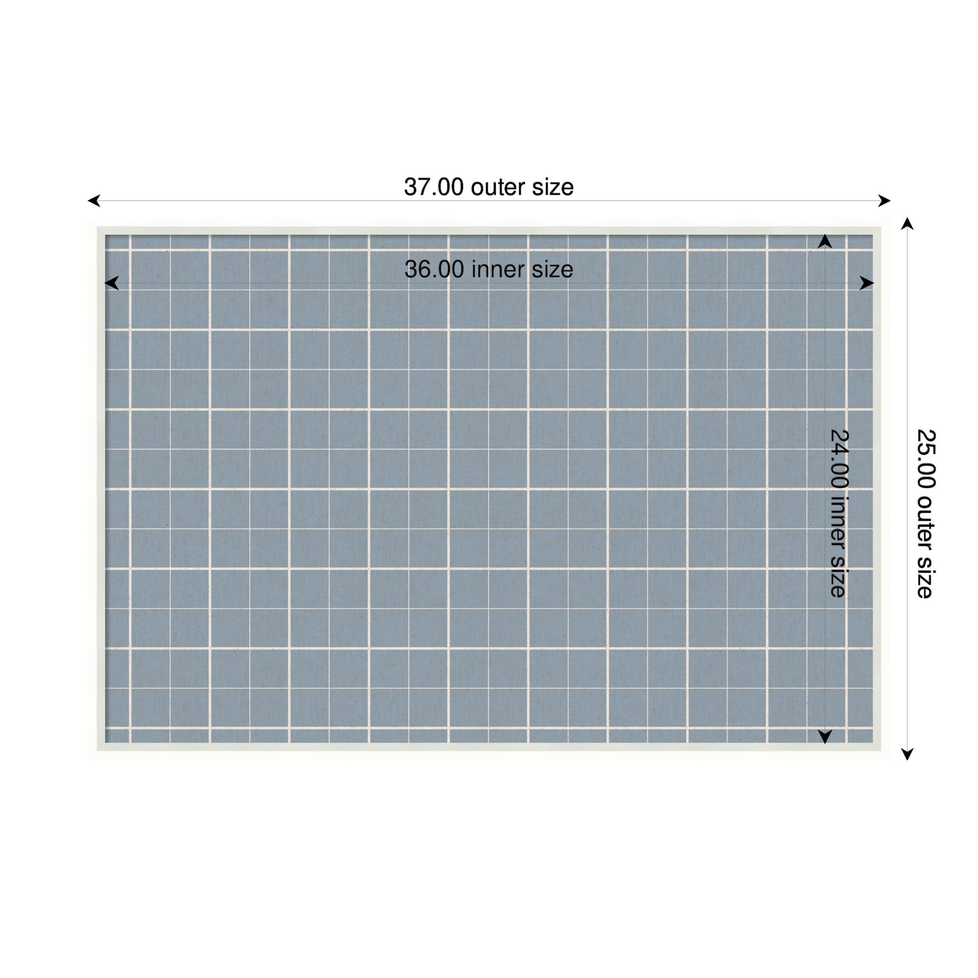 Kate and Laurel Framed Fabric Pinboard 37 x 25, Light Blue Plaid Printed Linen Modern Bulletin Board for Use as a Vision Board or Wall Organization, Lucie White Frame