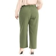 thumbnail image 4 of DARING DIVA Women's Plus Elastic High Waisted Long Straight Pants 2X Army Green, 4 of 6