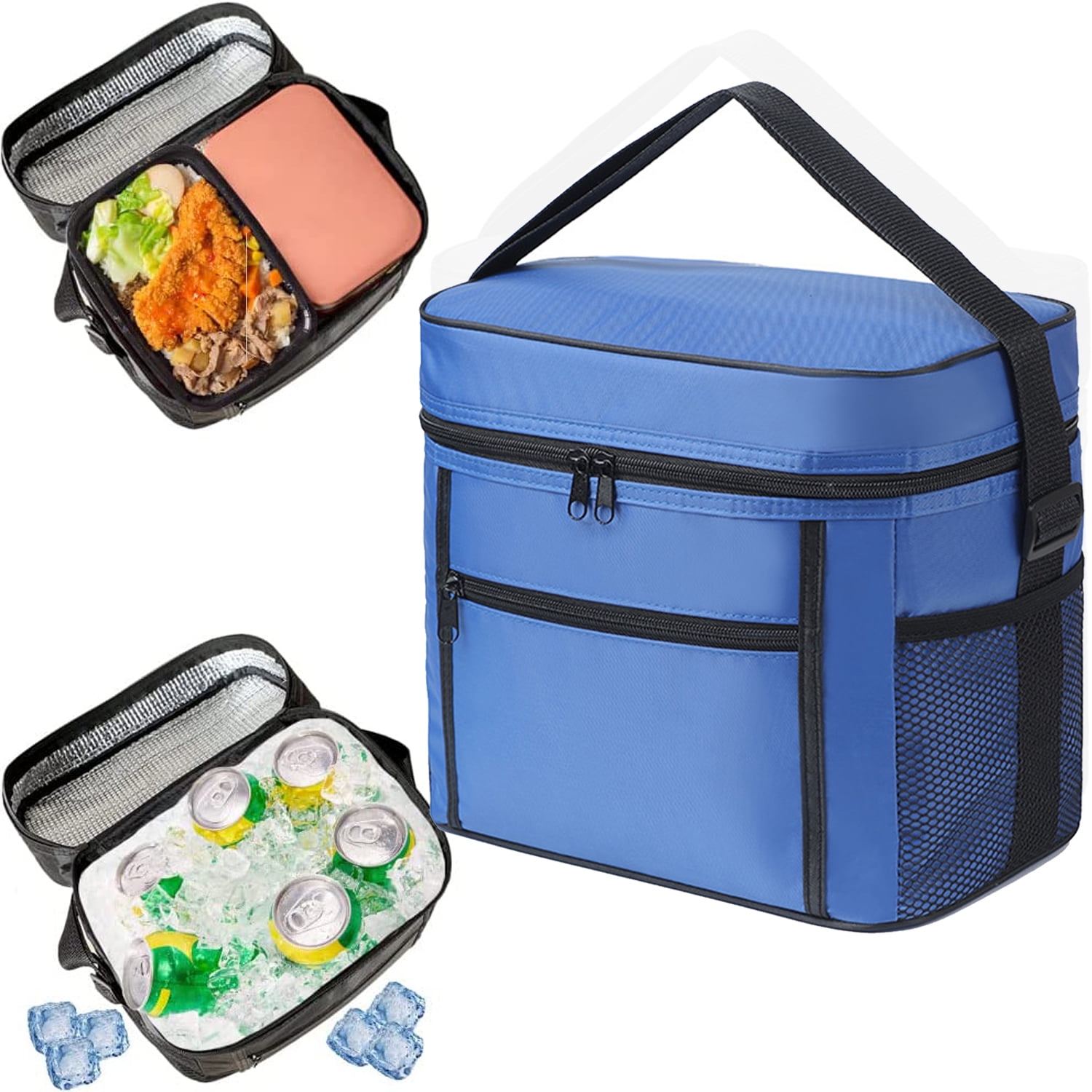 Lunch Bags and Lunch Boxes Blue - Blue Zipperless Insulated Lunch Bag