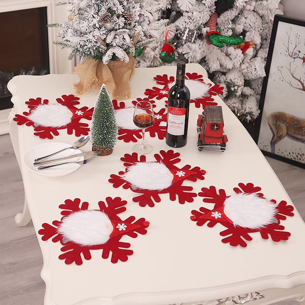 Ktinnead Christmas Placemats, Snowflake Decorations White Gold