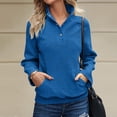 thumbnail image 4 of Yuhangmm Women Hoodies Long Sleeve Hoodless Sweatshirt Casual Crewneck Pullover Soft Comfortable Blouse Top for Everyday Style Blue S, 4 of 9