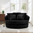thumbnail image 3 of NkurdSu 61" Oversized Boneless Round Chair, Indoor Deep Seat Cloud Chaise Lounge with 5 Pillows, No Assembly Accent Barrel Chair for Living Room, Bedroom, Black Corduroy, 3 of 6