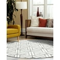 thumbnail image 4 of Unique Loom Matrix Trellis Collection Area Rug - Motif (3' 3" Round White/Gray), 4 of 7