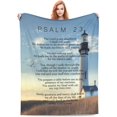 thumbnail image 2 of Psalm 23 Blanket Christian Lighthouse Gifts Religious Bible Verse Scripture Throw Blanket Comfy Plush Flannel Fleece Warm Soft Fluffy Fuzzy Blanket for Prayer Women Teens for Bed Sofa Couch 50"X60", 2 of 6