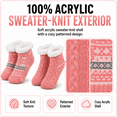 thumbnail image 4 of Girls Shortie Cabin Socks, 2 Pack, Soft Sole Sweater Knit with Silicone Grippers, PINK, M/L, 4 of 8