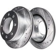 thumbnail image 3 of Detroit Axle - 2pc 14.29" inch (363mm) Front Brake Rotors for Ford 2013-2025 F-250 F-350 Super Duty [4WD], 2013-2016 F-450 Super Duty, Drilled and Slotted Disc Brake Rotors, 3 of 7