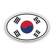 South Korea Oval Sticker Decal - Self Adhesive Vinyl - Weatherproof - Made in USA - korean flag country code euro kr v7