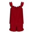 thumbnail image 6 of RMGVDSD Womens Pajamas Set 2 Piece Ruffle Pajama Soft Tank Top and Shorts Sleepwear Set 2 Piece Summer Solid Color Sleeveless Loungewear, 6 of 6