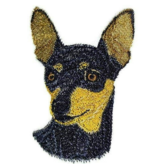 Miniature Pinscher Dog Face Embroidery Iron On/Sew Patch [4" x 3.27"]