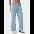 thumbnail image 4 of Women's Loose Fashionable Side-Drawn Wide-Leg Jeans Light Blue L, 4 of 8