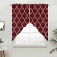 thumbnail image 3 of Dark Red Plaid Swag Valances for Windows 2 Pack Retro Country Moroccan National Geometrical Plaid Swag Kitchen Curtains 45 Inches Long Rod Pocket Short Window Treatment for Kitchen Bathroom 36"x45", 3 of 9