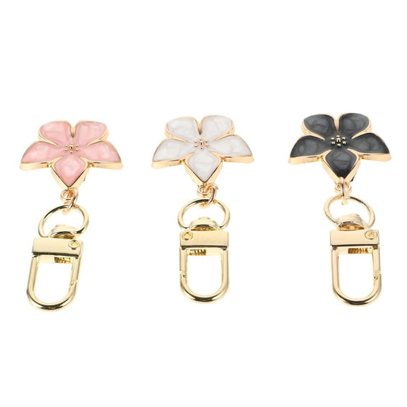 RENACLIPY 3-Pack Zinc Alloy Flower Keychain Set Decorative Backpack Charms Accessories