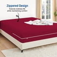 thumbnail image 2 of Twin XL Size Zipper Fitted Sheet Only – 100% Egyptian Cotton, 600 Thread Count, 12-Inch Extra Deep Pocket, Luxury Sateen Weave Bottom Sheet, Hotel Quality, ( 39" x 80" +12" , Burgundy Solid ), 2 of 6