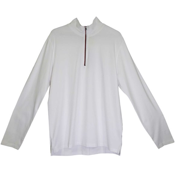 Patrick Assaraf Men's White Partial Zip-Up Sweater Pullover - L