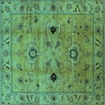 thumbnail image 1 of Ahgly Company Machine Washable Indoor Square Oriental Turquoise Blue Industrial Area Rugs, 4' Square, 1 of 4