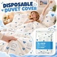 thumbnail image 2 of 4-Piece Disposable Travel Bedding Set, Non-Woven Breathable Waterproof Dustproof Full Bedding Kit, Portable Disposable Bed Linen for Hotel, Hospital and Trip.E, 2 of 6