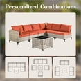 thumbnail image 3 of Vcatnet Outdoor Furniture 10 Pieces Patio Conversation Set All-Weather Rattan Wicker Outdoor Sectionals with Swivel Rocking Chair and Solar-Powered Coffee Table Orange Red, 3 of 11