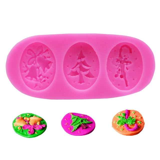 kurtrusly 3D Christmas Tree Bell Crutches Soap Fondant Mold Cake Chocolate Decorating Baking Mold Tool