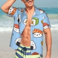 thumbnail image 7 of Kll Men'S Hawaiian Shirt Short Sleeve Button Down Beach Shirts-Kawaii Sushi (2), 7 of 7