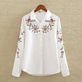 thumbnail image 2 of Qarigey Camisas informales para mujer, camisa blanca a la moda, blusa de manga larga con bordado de flores, blusa deportiva para fiesta de Type2 NO2, 2 of 6