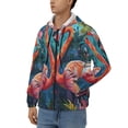 thumbnail image 3 of Goofa Romantic Flamingo Pair Pattern Mens Full-zip Hoodie, Zip-up Pullover Hooded Sweatshirt, Kangaroo Pocket Hoodie Ideal for Daily Wear, Travel, and Home-3X-Large, 3 of 5