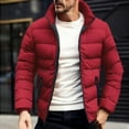 thumbnail image 3 of IYTR Mens Puffer Jacket Long Sleeve Packable Down Coat Stand Collar Warm Insulated Jacket Thermal Winter Coat (Red,L), 3 of 8