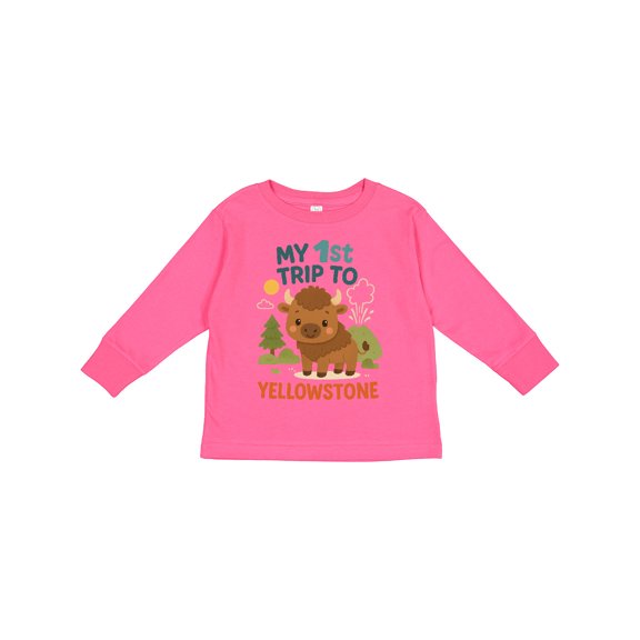 Inktastic My 1st Trip to Yellowstone Bison Adventure Boys or Girls Long Sleeve Toddler T-Shirt