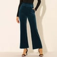 thumbnail image 2 of Hfyihgf Women High Waist Velvet Pants Casual Bow-Knot Belt Stretch Wide Leg Long Palazzo Pants Trousers Regular Size(Navy,S), 2 of 7